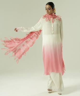Multicolor embroidered georgette kurta set 3