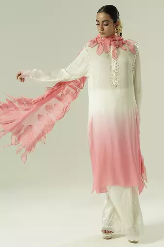 Multicolor embroidered georgette kurta set