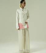 Ivory embroidered silk kurta set