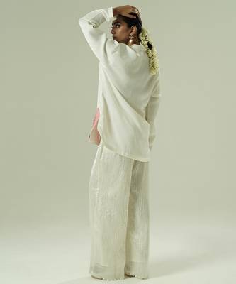 Ivory embroidered silk kurta set 3