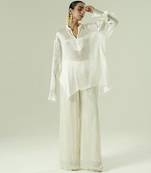 Ivory plain silk kurta set