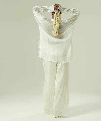 Ivory plain silk kurta set 2