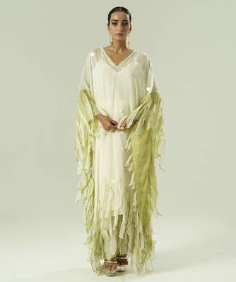 Ivory plain organza kurta set 1