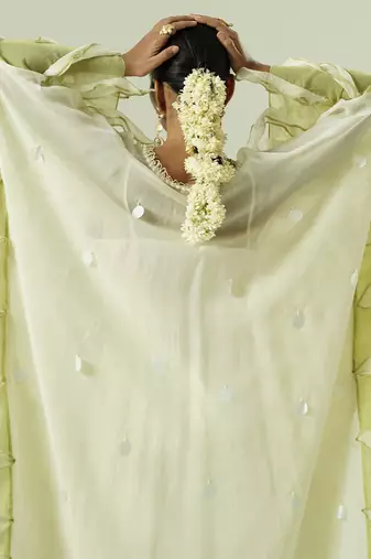 Ivory plain organza kurta set