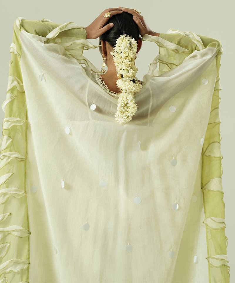 Ivory plain organza kurta set