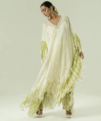 Ivory plain organza kurta set 3