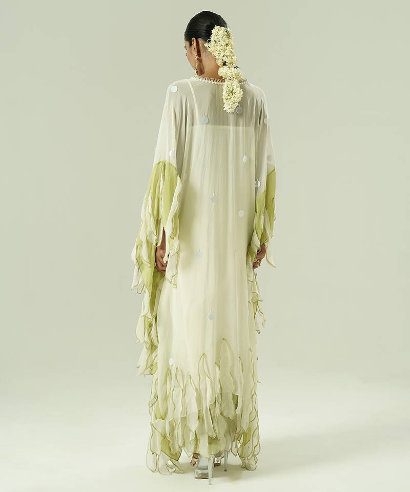 Ivory plain organza kurta set