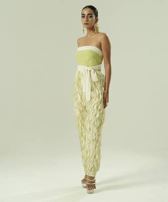 Ivory plain organza co ord set 1