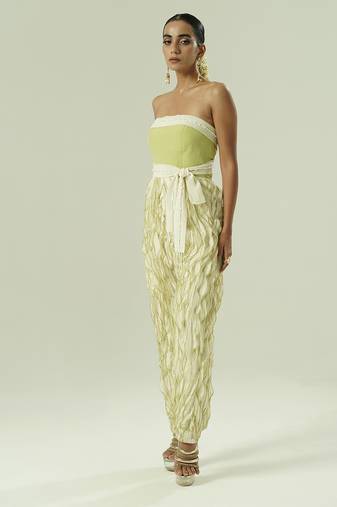 Ivory plain organza co ord set