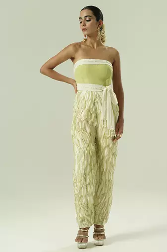 Ivory plain organza co ord set