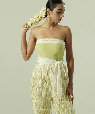 Ivory plain organza co ord set 3