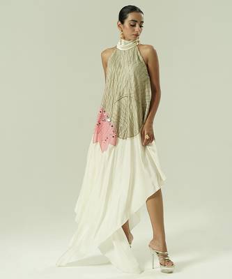 Ivory embroidered organza dress 1