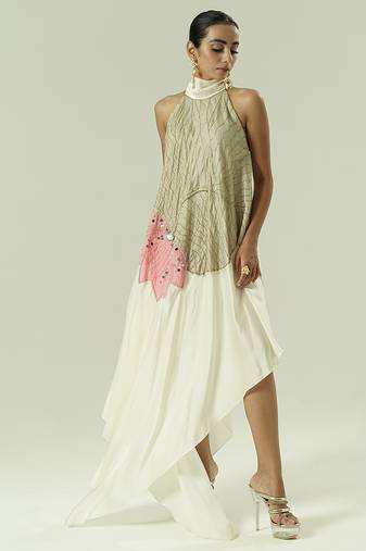 Ivory embroidered organza dress