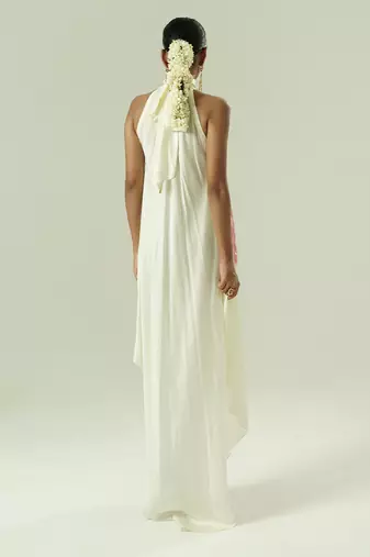 Ivory embroidered organza dress