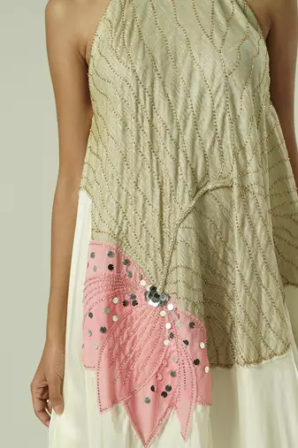 Ivory embroidered organza dress