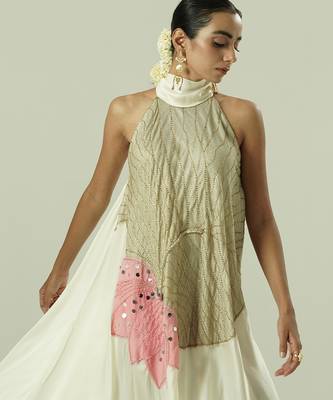 Ivory embroidered organza co ord set 2