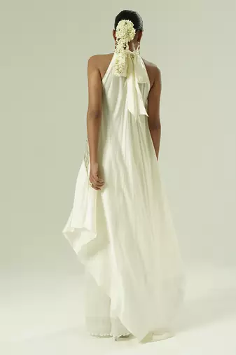 Ivory embroidered organza co ord set