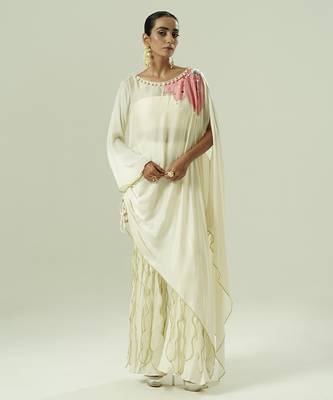 Ivory plain georgette co ord set 1