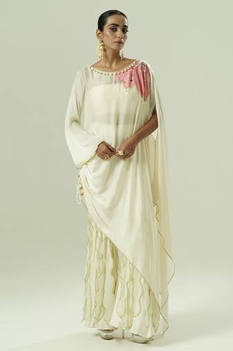 Ivory plain georgette co ord set