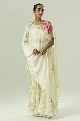 Ivory plain georgette co ord set