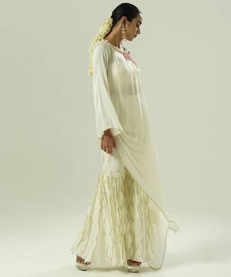 Ivory plain georgette co ord set 3