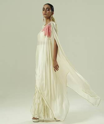 Ivory plain georgette co ord set 4