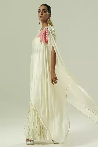 Ivory plain georgette co ord set