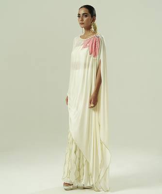 Ivory plain georgette co ord set 5