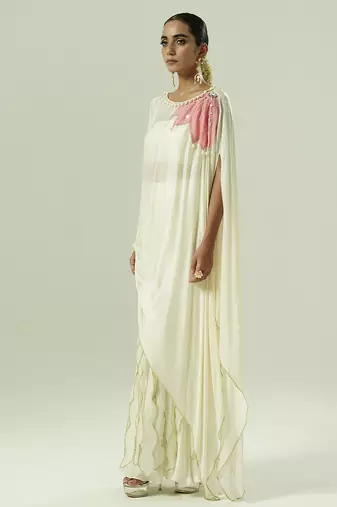 Ivory plain georgette co ord set