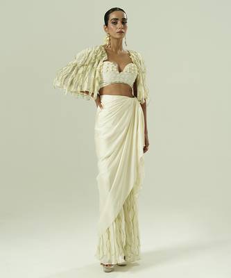 Ivory plain georgette co ord set 1