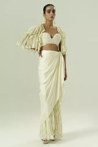 Ivory plain georgette co ord set