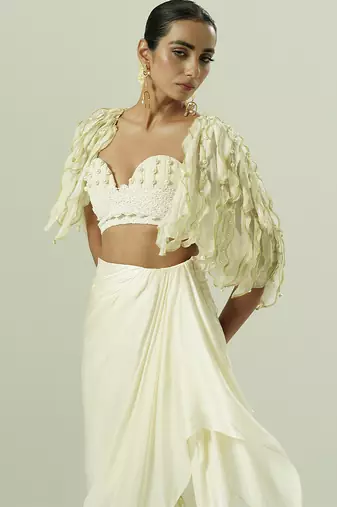 Ivory plain georgette co ord set