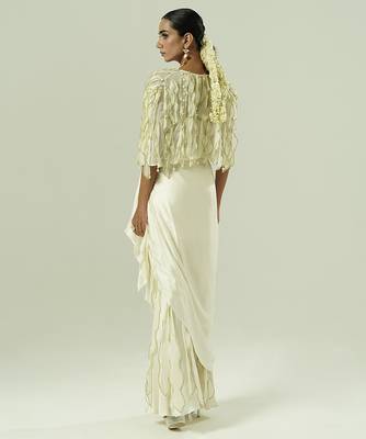 Ivory plain georgette co ord set 4