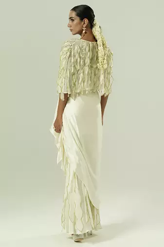 Ivory plain georgette co ord set