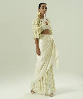 Ivory plain georgette co ord set 5