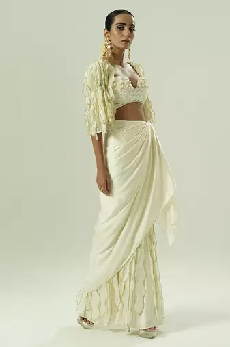 Ivory plain georgette co ord set