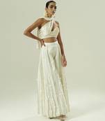 Ivory plain silk sharara set