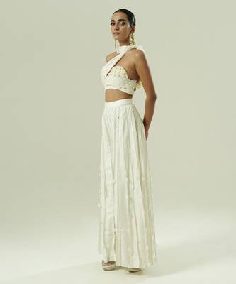 Ivory plain silk sharara set 2