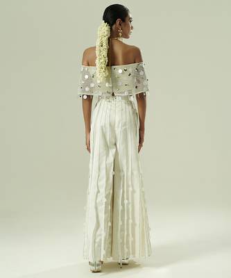 Ivory embroidered silk sharara set 4