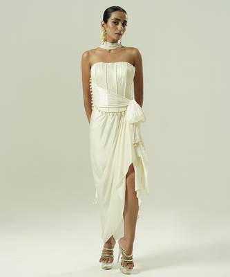 Ivory plain georgette co ord set 1