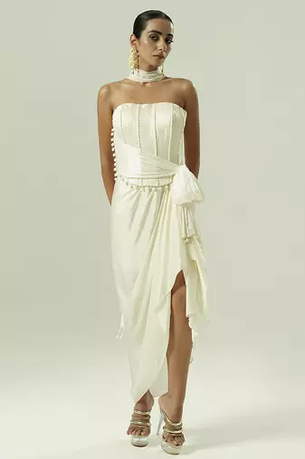 Ivory plain georgette co ord set