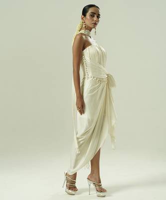 Ivory plain georgette co ord set 2