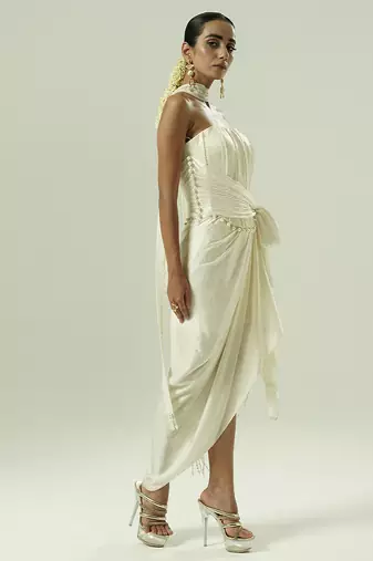Ivory plain georgette co ord set