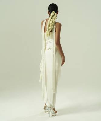 Ivory plain georgette co ord set 3
