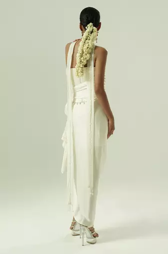 Ivory plain georgette co ord set
