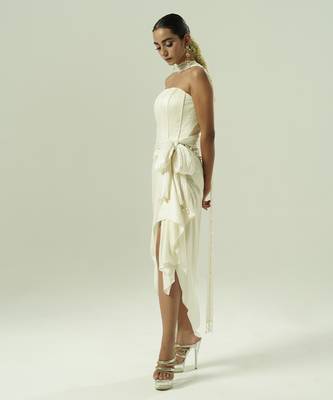 Ivory plain georgette co ord set 4