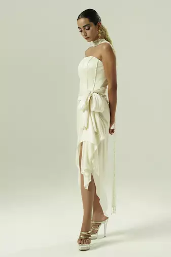 Ivory plain georgette co ord set