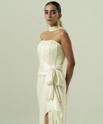 Ivory plain georgette co ord set 5