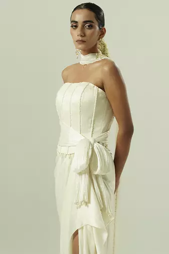 Ivory plain georgette co ord set