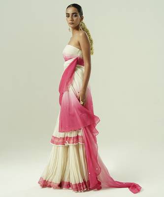 Multicolor plain organza sharara set 2